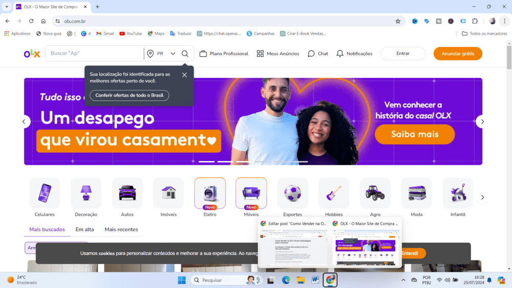 Imagem da plataforma de vendas na OLX Brasil.
