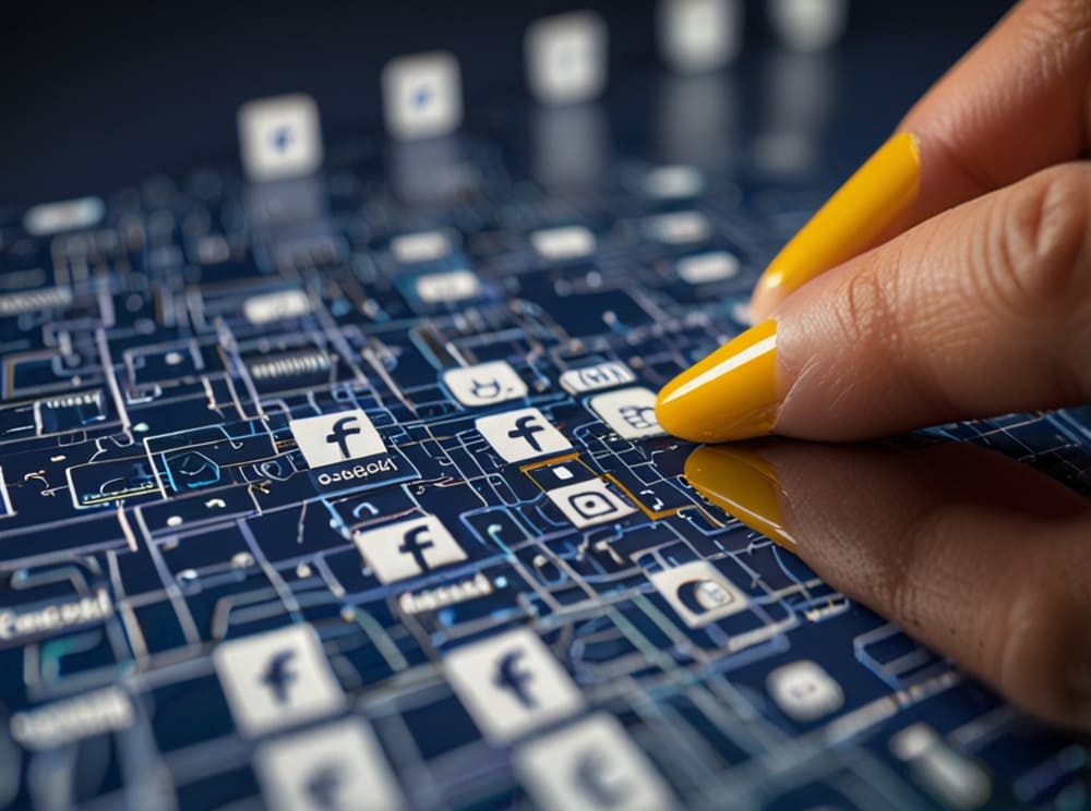 uma imagem mostrando a complexidade do algoritmo do Facebook ADS, com diferentes camadas de dados e decisões que impactam a exibição dos anúncios.